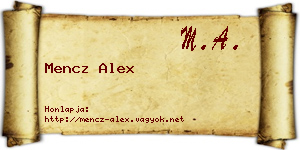 Mencz Alex névjegykártya
